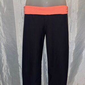 Black Yoga Pants with Coral Waistband